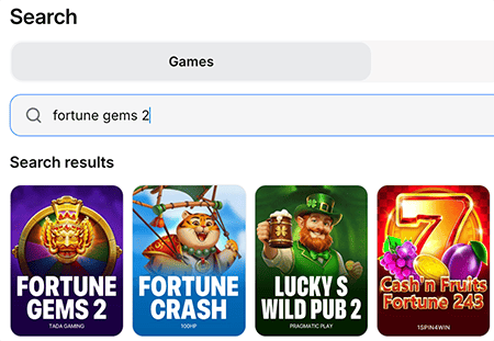 Búsqueda de Fortune Gems 2 en el catálogo de juegos